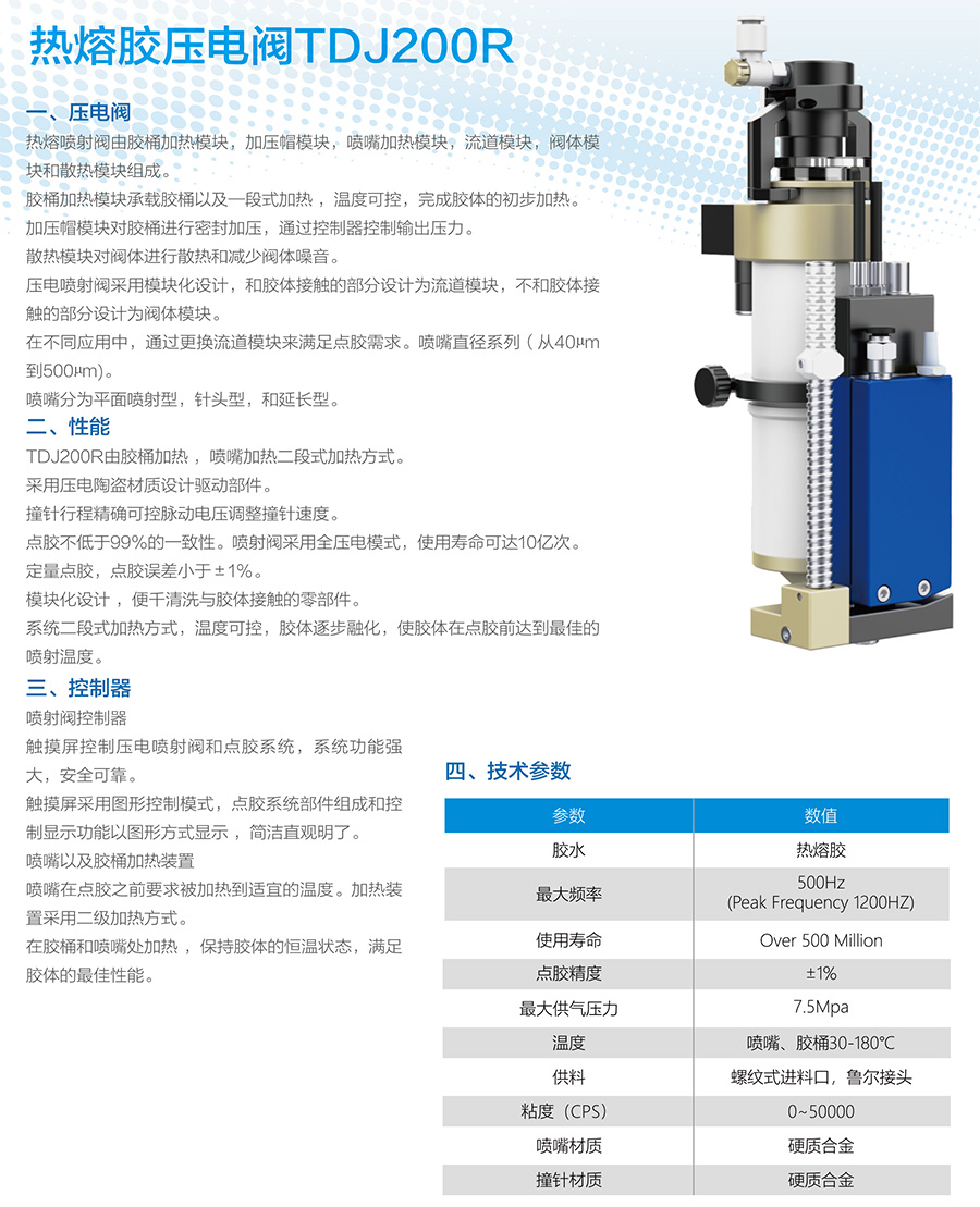 熱熔膠壓電噴射閥TDJ200R